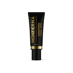 Monderma's sunscreen tube on a transparent background